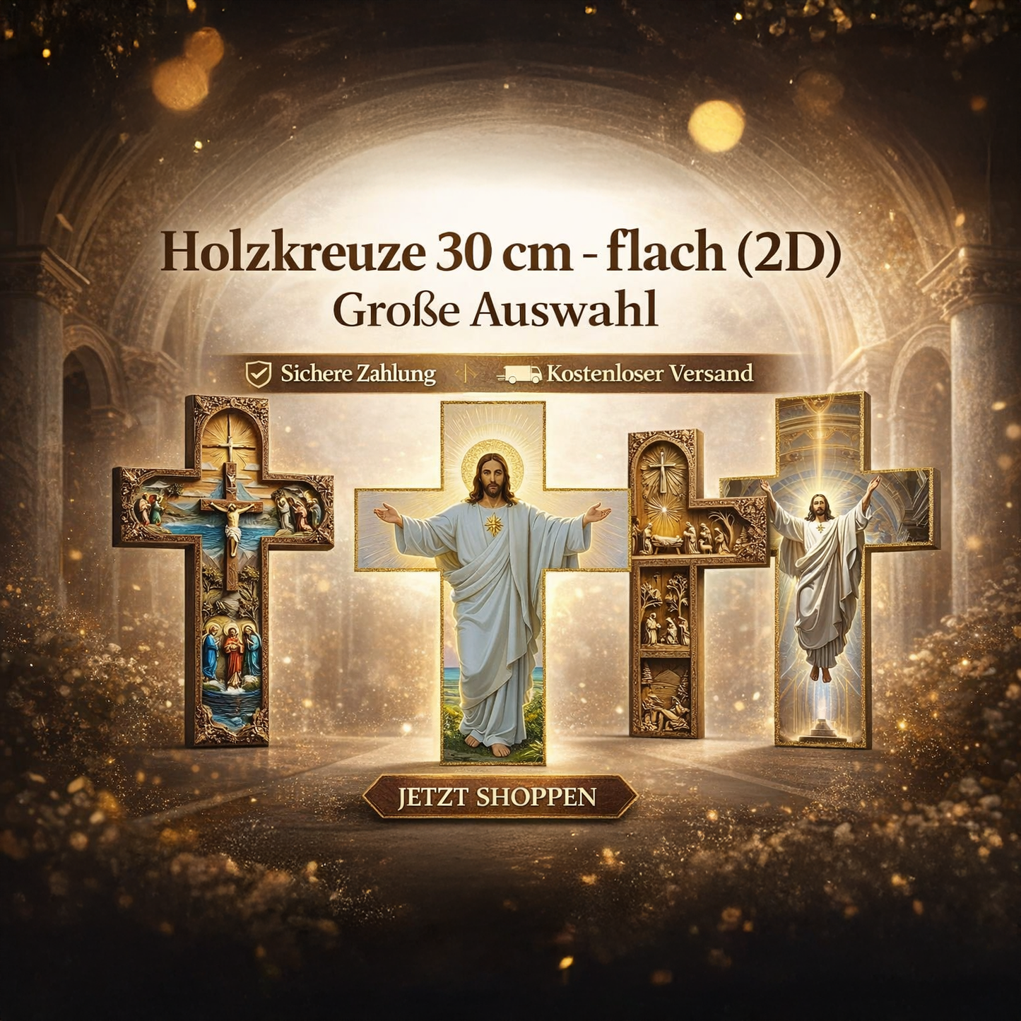 Krzyż drewniany 30 cm – płaski (2D)