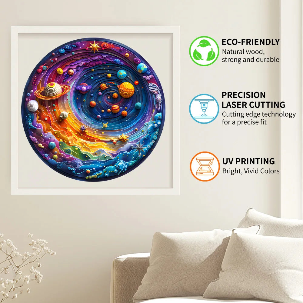 Drewniana układanka kosmiczna