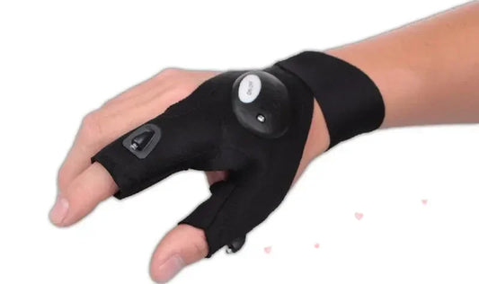 LED-Taschenlampen-Handschuhe – Fingerlose, Wasserdichte Leucht-Handschuhe für Angeln, Radfahren, Camping, Wandern & Rettung