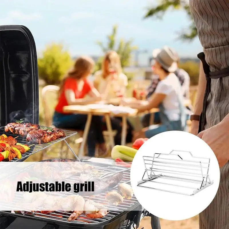 Chicken Roasting Rack Adjustable V-Shaped Turkey Tray Stainless Steel Roaster Rack Turkey Stand Kitchen Gadgets for Baking