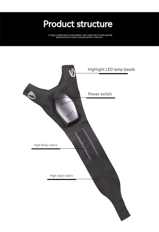 LED-Taschenlampen-Handschuhe – Fingerlose, Wasserdichte Leucht-Handschuhe für Angeln, Radfahren, Camping, Wandern & Rettung