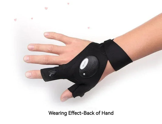 LED-Taschenlampen-Handschuhe – Fingerlose, Wasserdichte Leucht-Handschuhe für Angeln, Radfahren, Camping, Wandern & Rettung