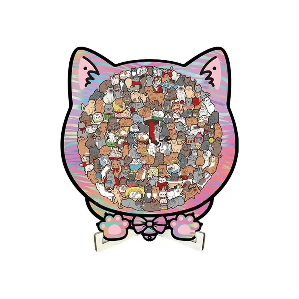 Holzpuzzle in Katzenform