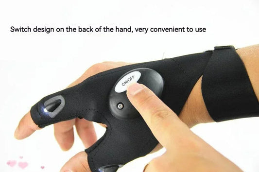LED-Taschenlampen-Handschuhe – Fingerlose, Wasserdichte Leucht-Handschuhe für Angeln, Radfahren, Camping, Wandern & Rettung
