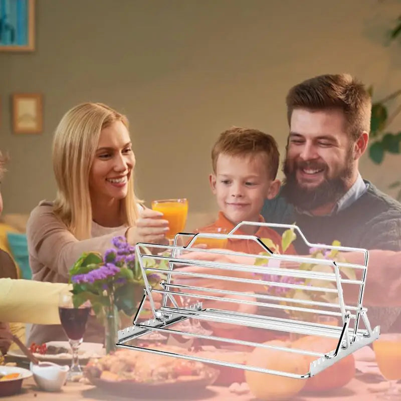 Chicken Roasting Rack Adjustable V-Shaped Turkey Tray Stainless Steel Roaster Rack Turkey Stand Kitchen Gadgets for Baking