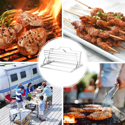 Chicken Roasting Rack Adjustable V-Shaped Turkey Tray Stainless Steel Roaster Rack Turkey Stand Kitchen Gadgets for Baking