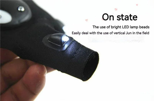 LED-Taschenlampen-Handschuhe – Fingerlose, Wasserdichte Leucht-Handschuhe für Angeln, Radfahren, Camping, Wandern & Rettung