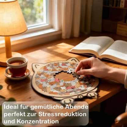 Holzpuzzle in Katzenform