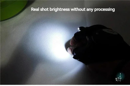 LED-Taschenlampen-Handschuhe – Fingerlose, Wasserdichte Leucht-Handschuhe für Angeln, Radfahren, Camping, Wandern & Rettung