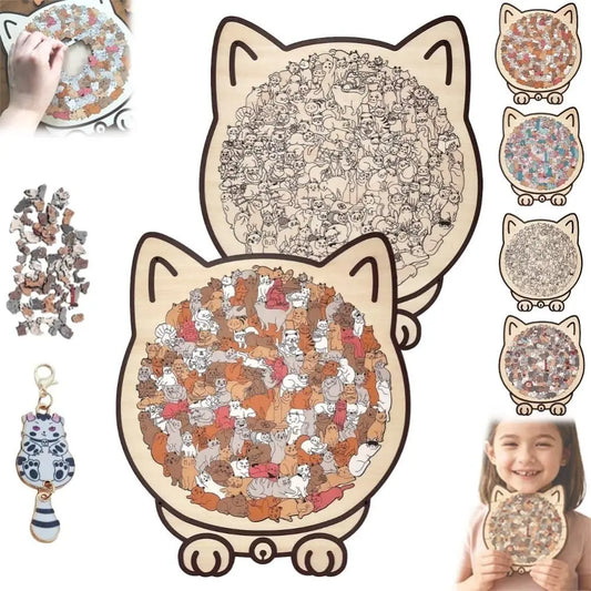 Holzpuzzle in Katzenform