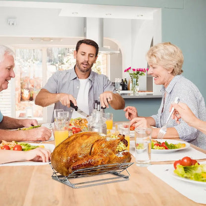 Chicken Roasting Rack Adjustable V-Shaped Turkey Tray Stainless Steel Roaster Rack Turkey Stand Kitchen Gadgets for Baking