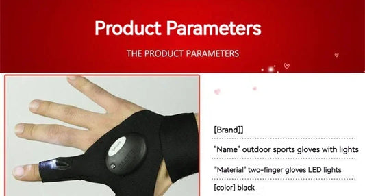 LED-Taschenlampen-Handschuhe – Fingerlose, Wasserdichte Leucht-Handschuhe für Angeln, Radfahren, Camping, Wandern & Rettung