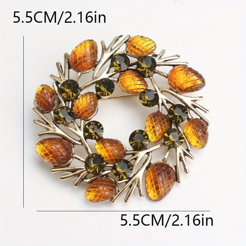 Wysokiej jakości broszka w kształcie liścia z kryształkami