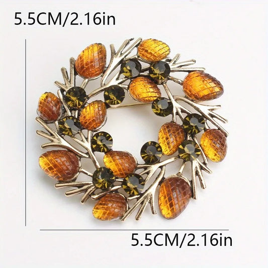 Hochwertige Blattbrosche mit Strasssteinen