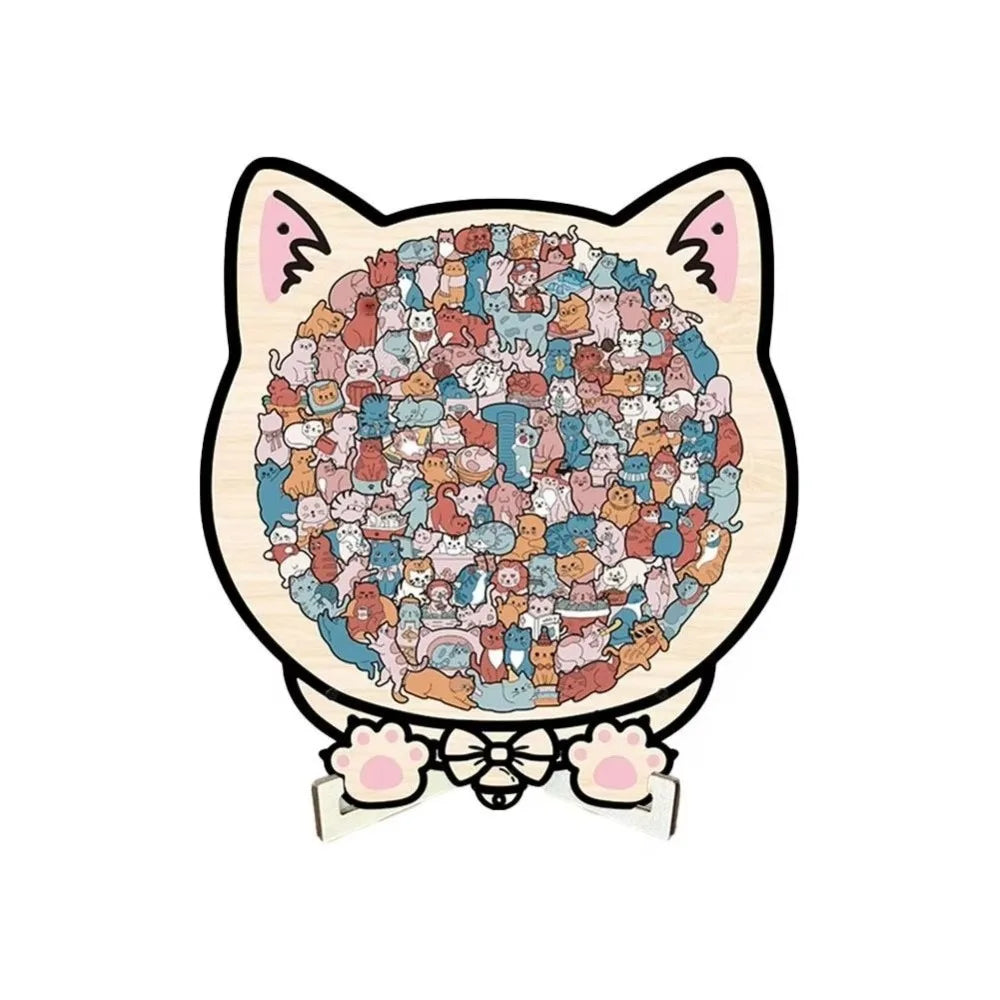 Holzpuzzle in Katzenform