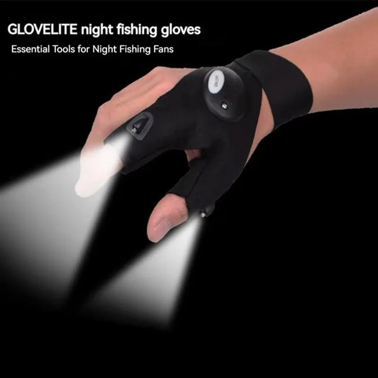 LED-Taschenlampen-Handschuhe – Fingerlose, Wasserdichte Leucht-Handschuhe für Angeln, Radfahren, Camping, Wandern & Rettung