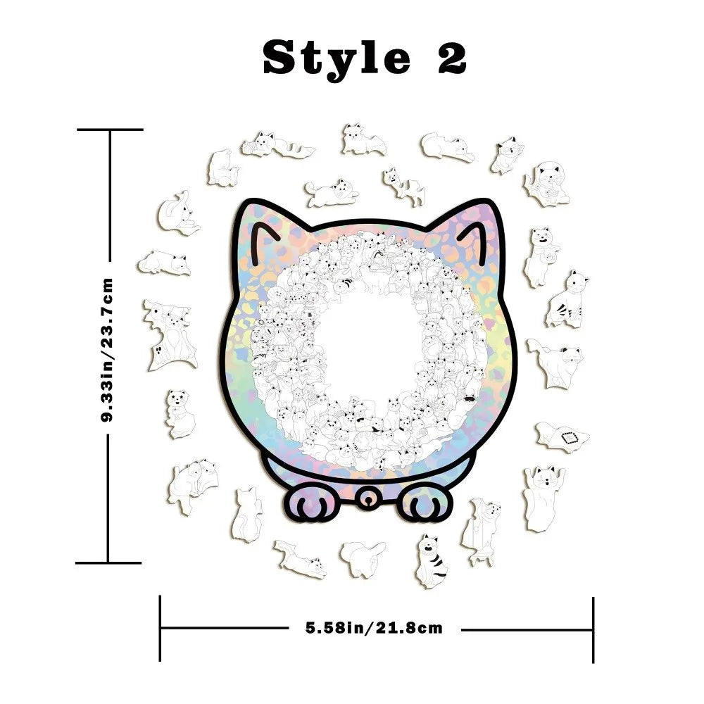 Holzpuzzle in Katzenform