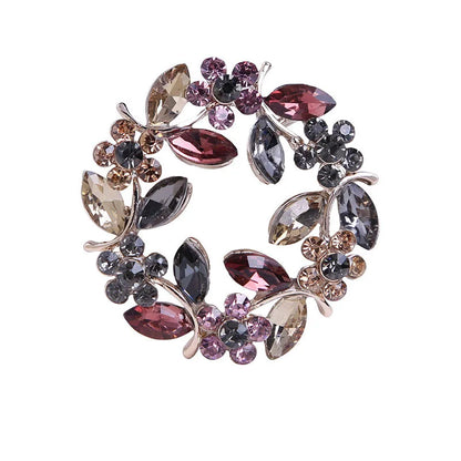 Wysokiej jakości broszka w kształcie liścia z kryształkami