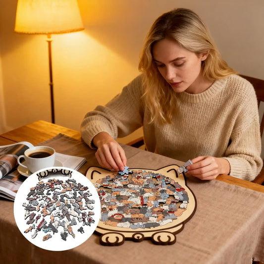 Holzpuzzle in Katzenform