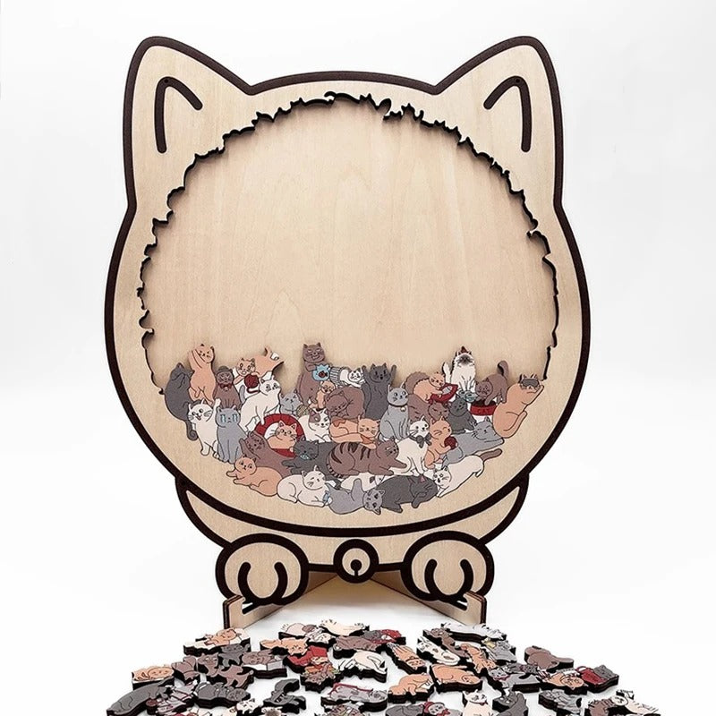 Holzpuzzle in Katzenform