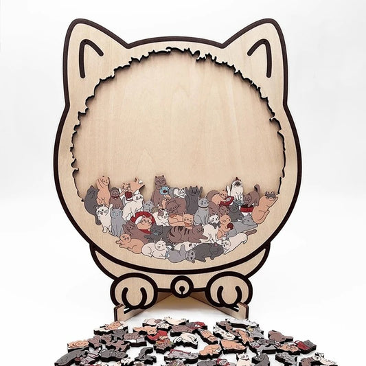 Holzpuzzle in Katzenform