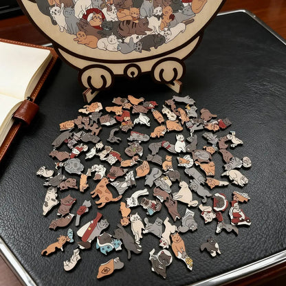 Holzpuzzle in Katzenform