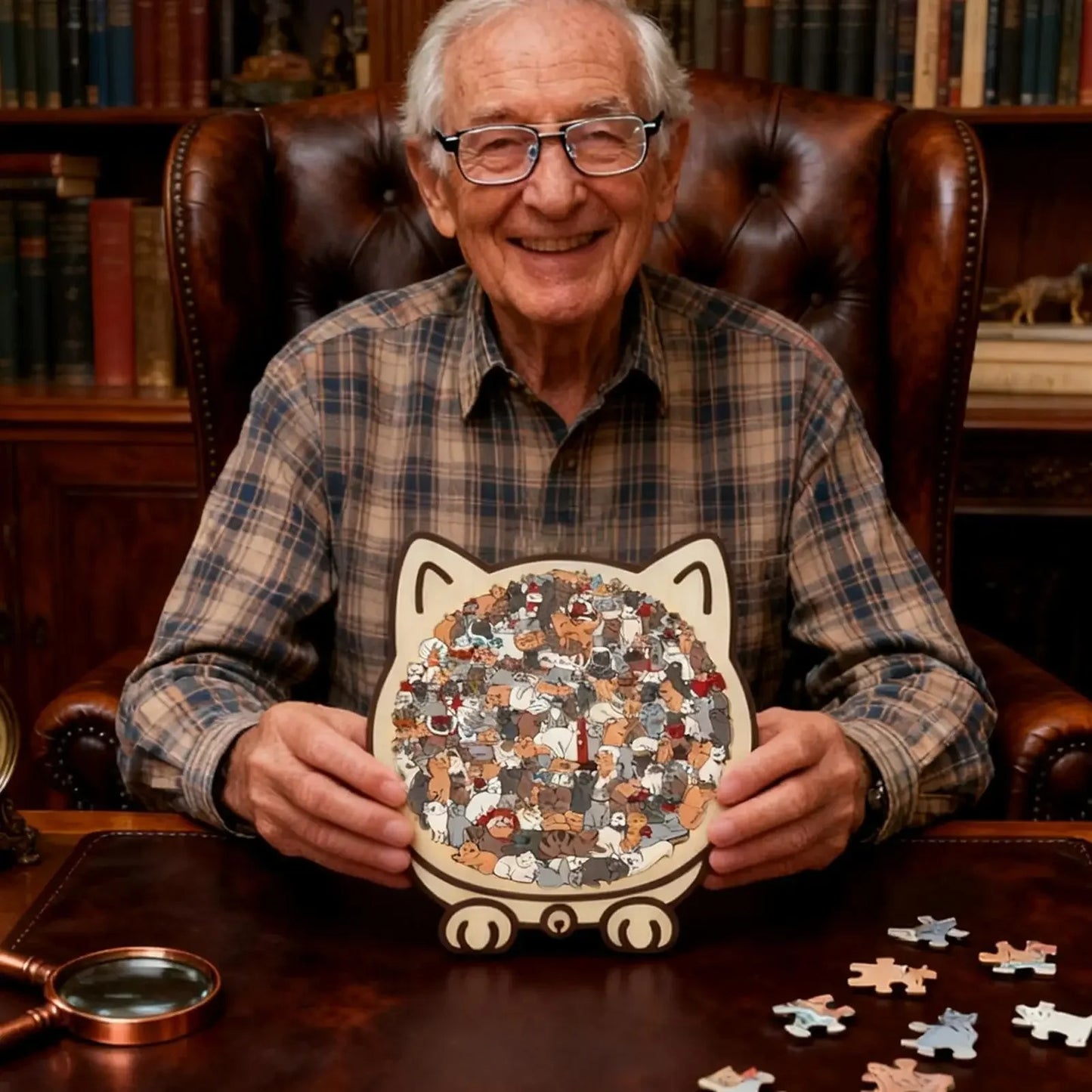 Holzpuzzle in Katzenform