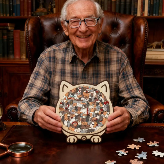Holzpuzzle in Katzenform