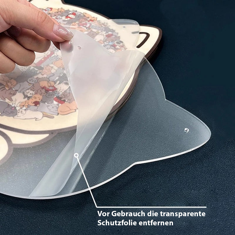 Holzpuzzle in Katzenform