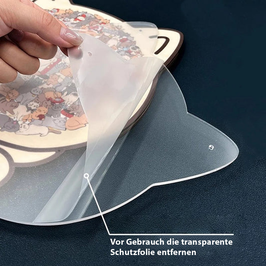 Holzpuzzle in Katzenform